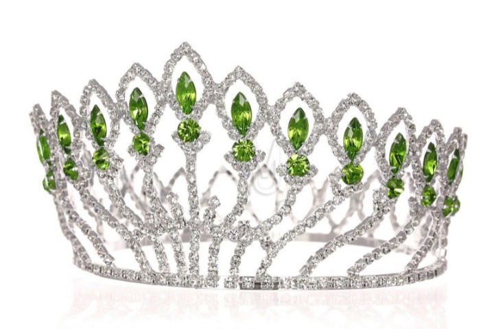 Full Crown Green Rhinestone Tiara