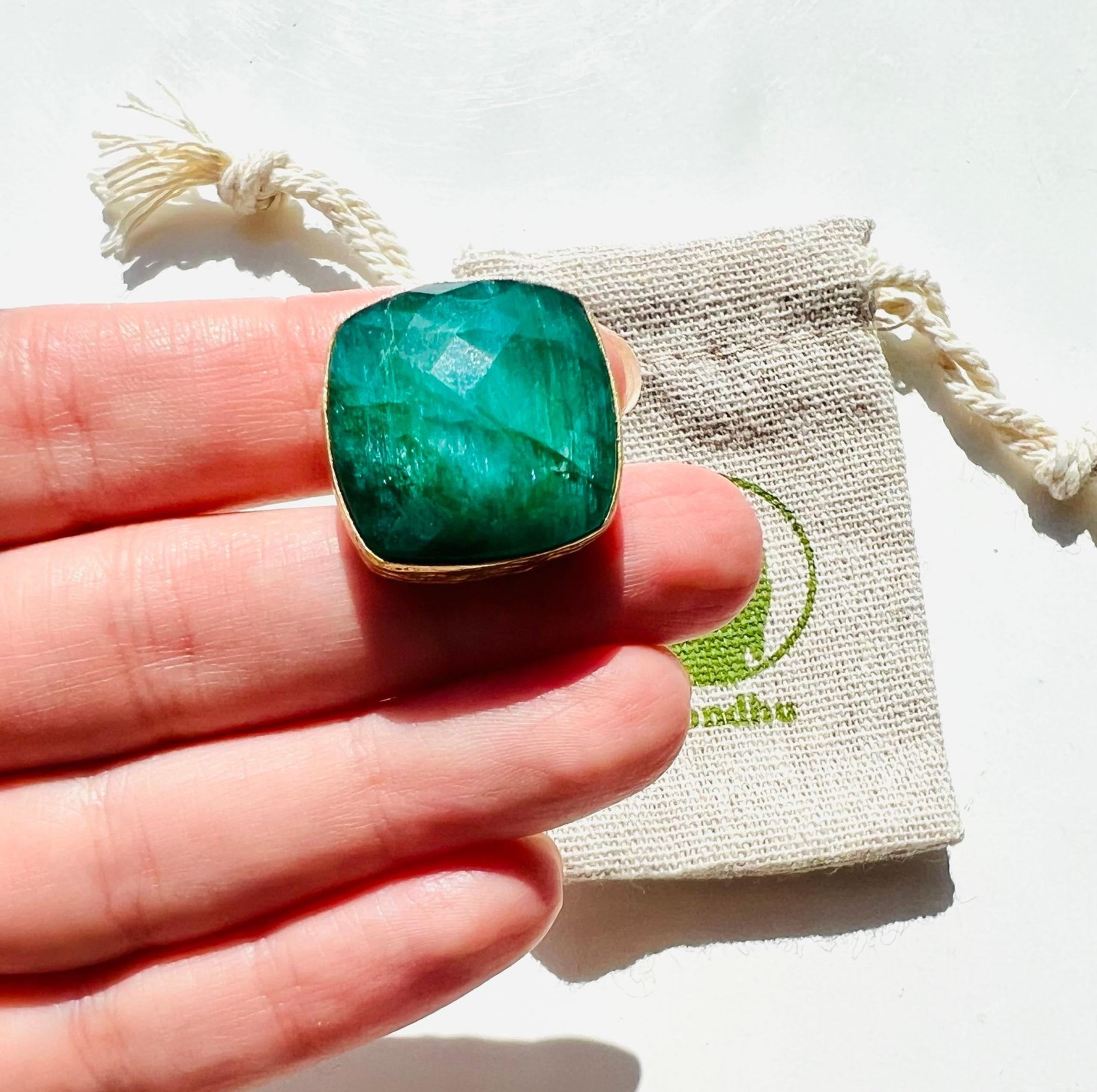 Emerald 14K Gold Cocktail Ring Size 7