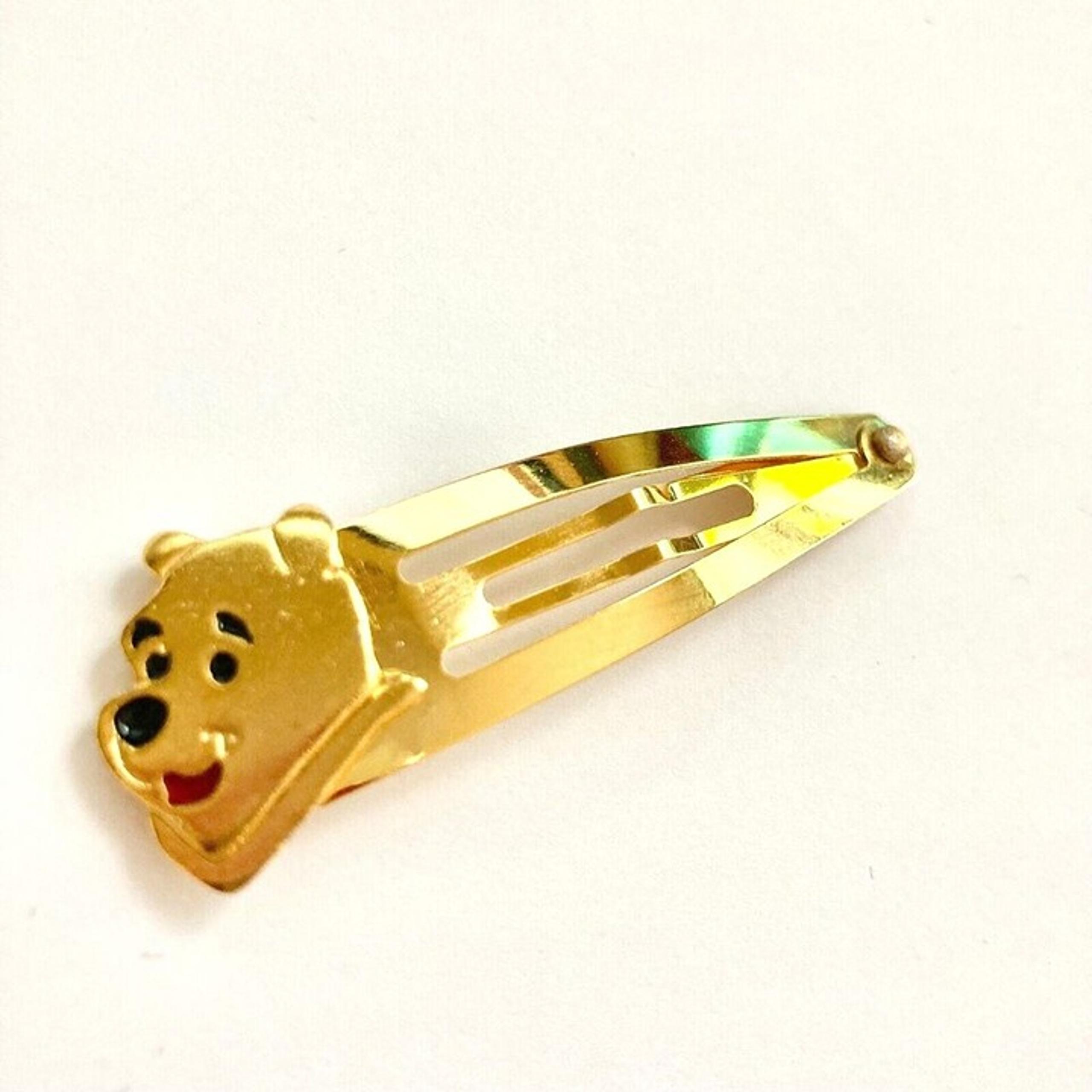Vintage Disney Winnie The Pooh Hair Barrette Gold Tone 90's Girls Womens