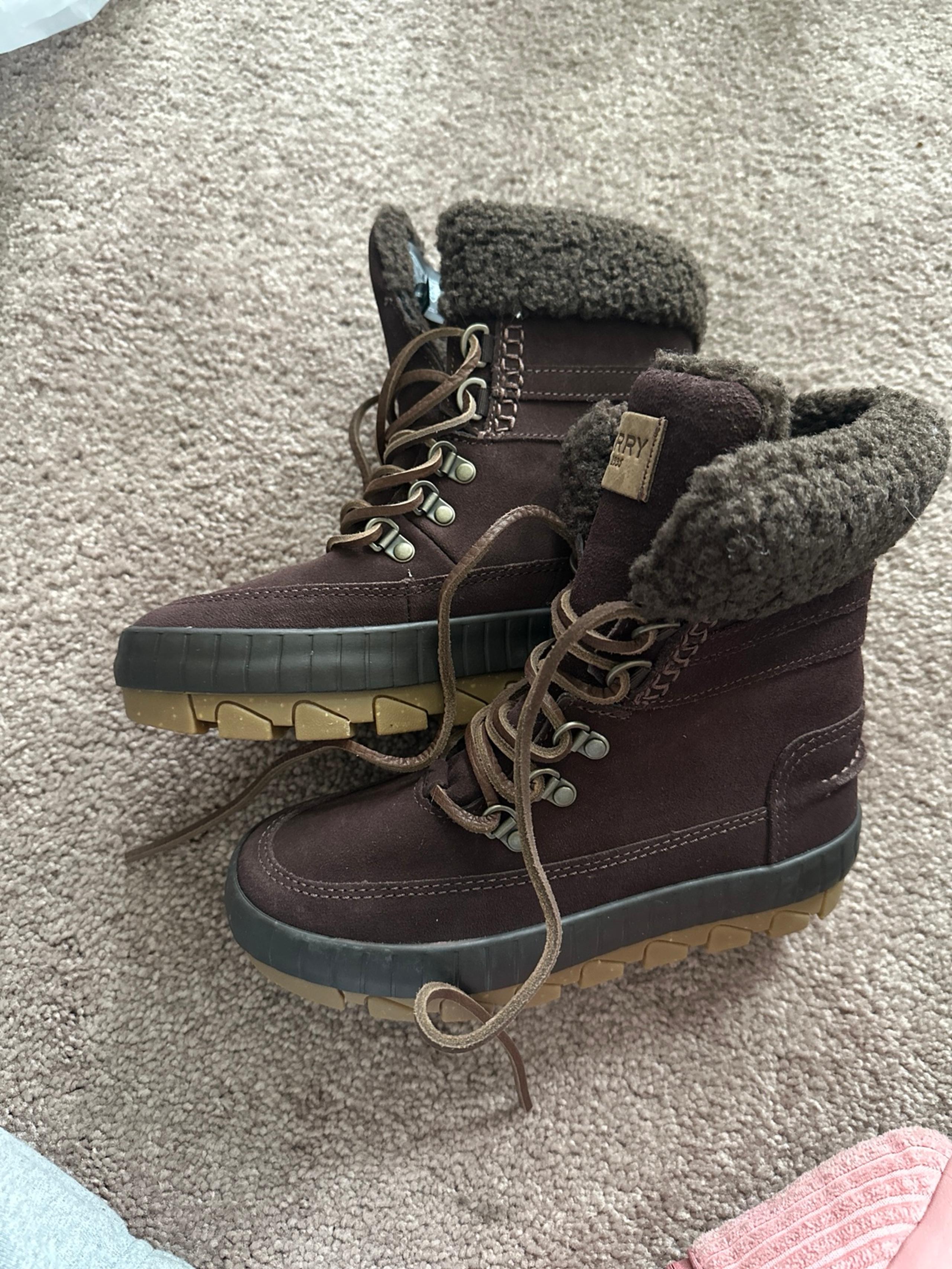 Sperry Womens Torrent Dark Brown Lace Up Snow Boot STS87756 Size 5