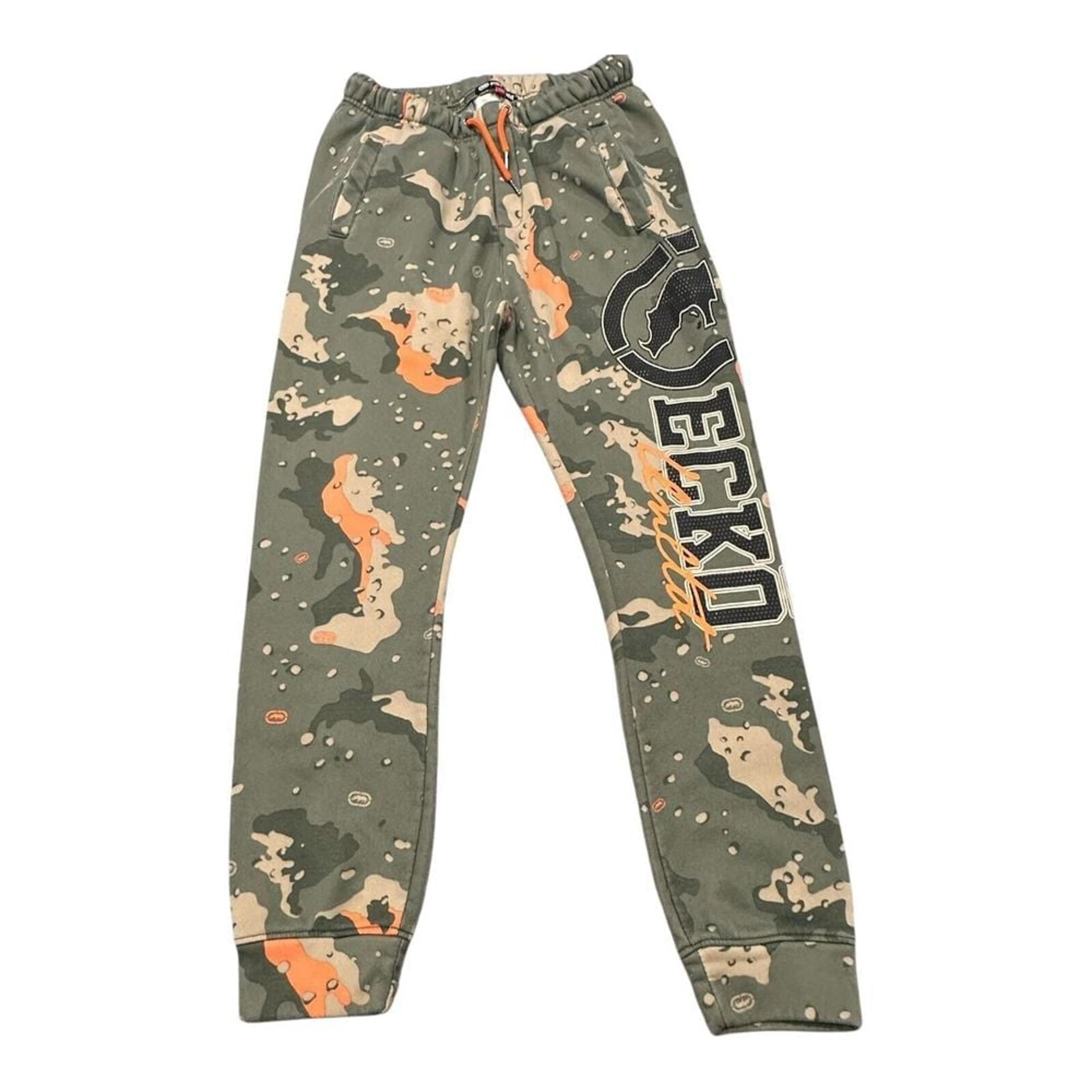 Ecko Unltd Elastic Waist Green Orange Jogger Sweatpants Men's M Drawstrings Y2K