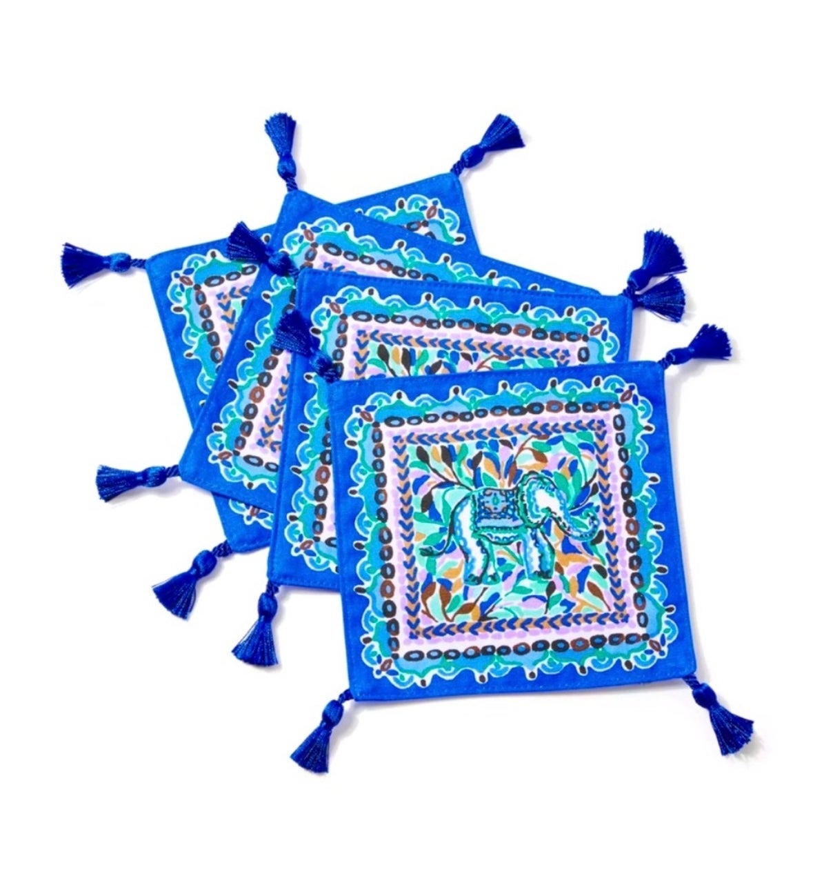 Lilly Pulitzer Napkins GWP Elephants Tassell Blue