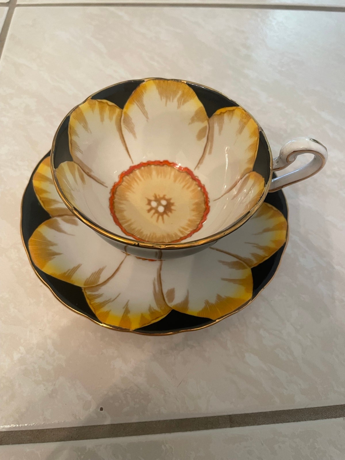 Antique tea cup & saucer- flower