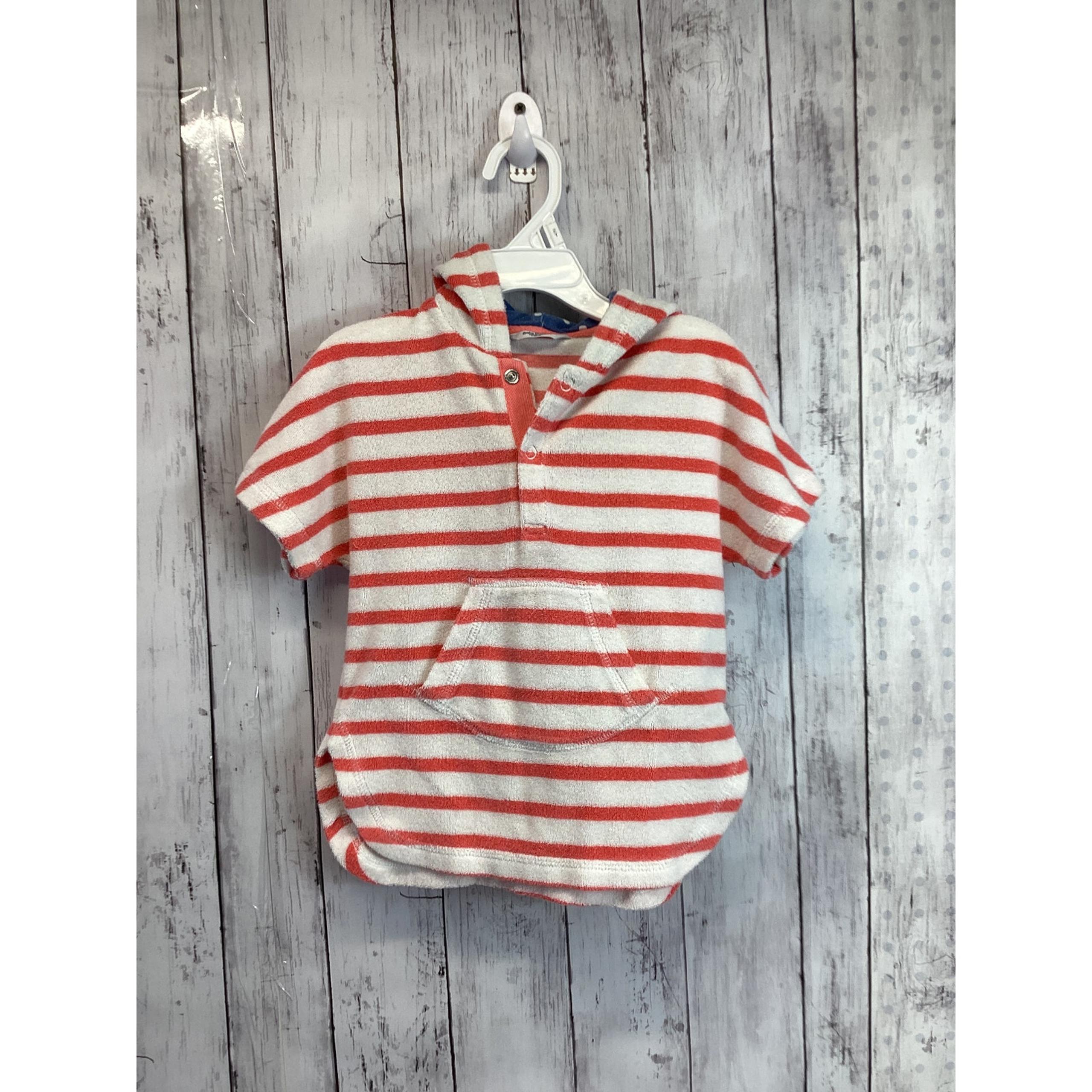 Baby Boden Baby Girl Terry Swim Cover Up Red/White Stripe Hooded Size 6-12M