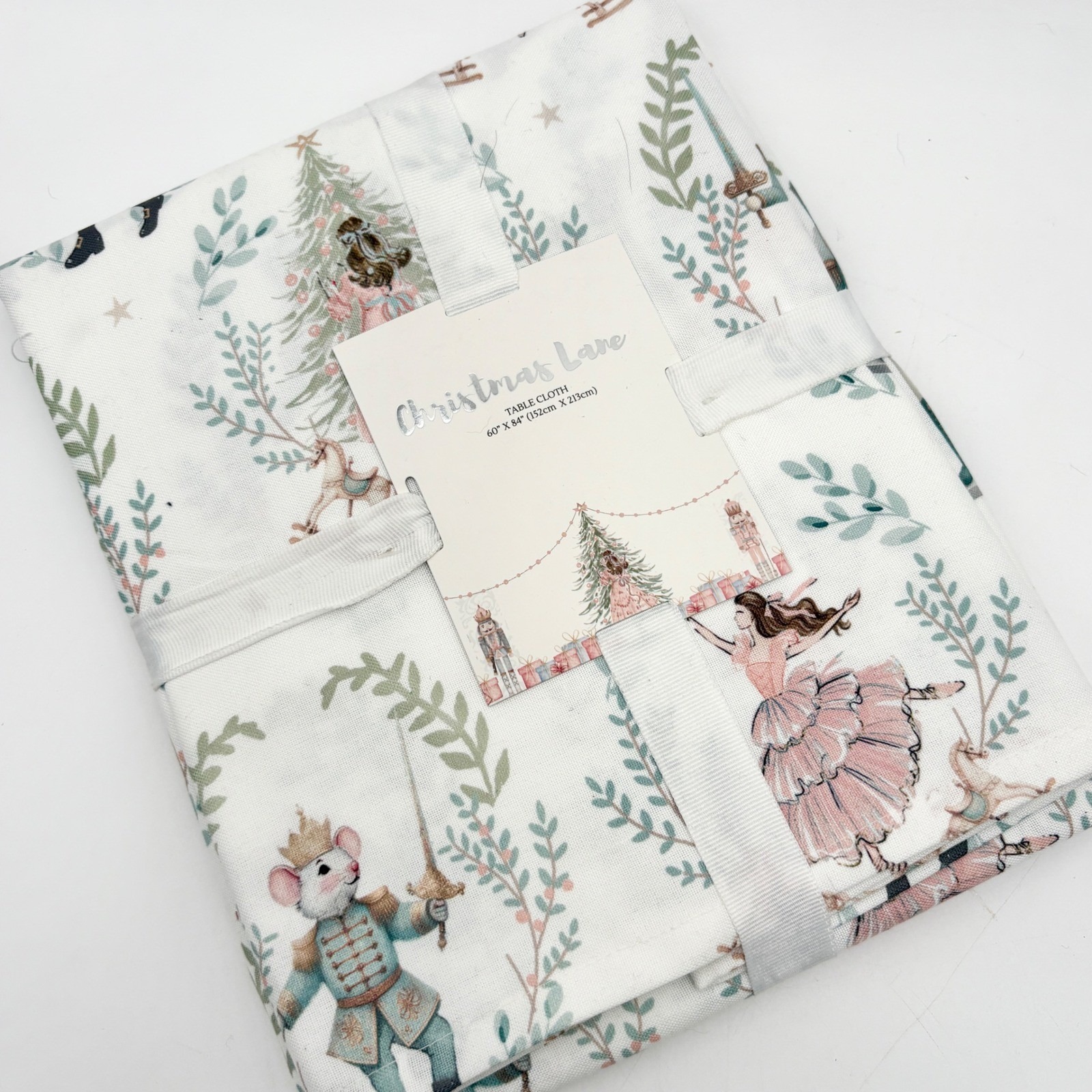 Christmas Lane Table Cloth 60 x 84 Whimsy Nutcracker Ballerina Holiday Decor NEW
