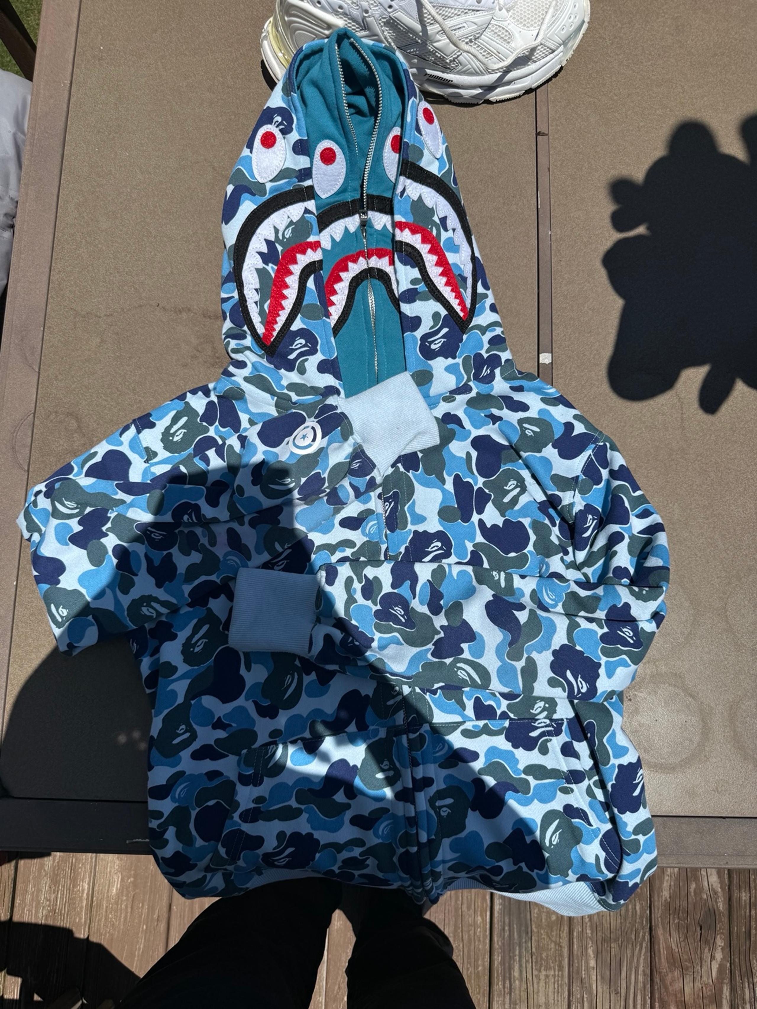 (BLUE) shark bape hoodie