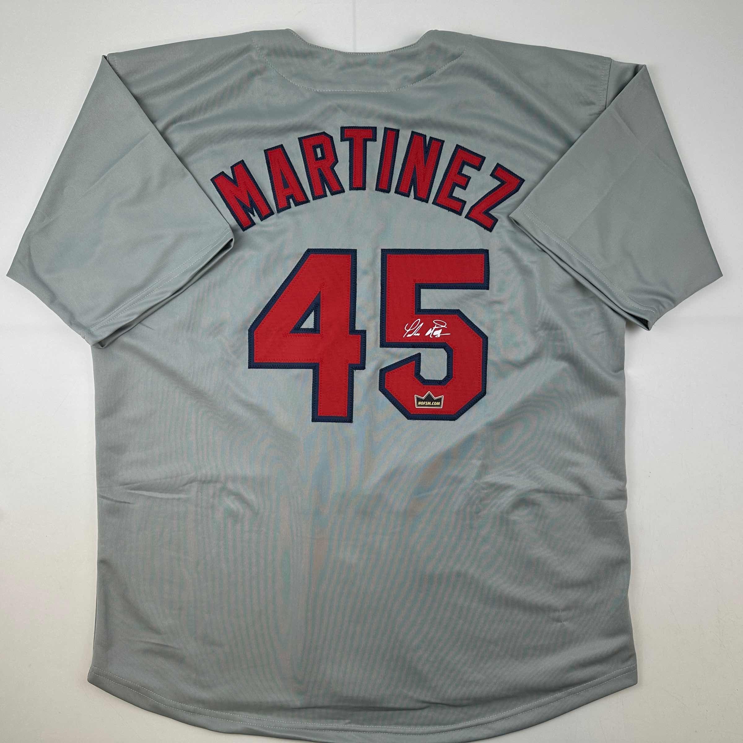 Facsimile Autographed Pedro Martinez Boston Grey Auto Jersey Size Men's XL