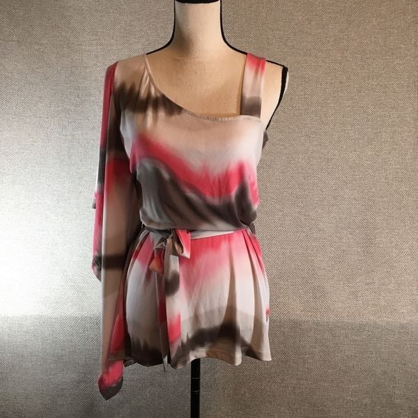Arden B Pink & Gray Tie Dye Blouse