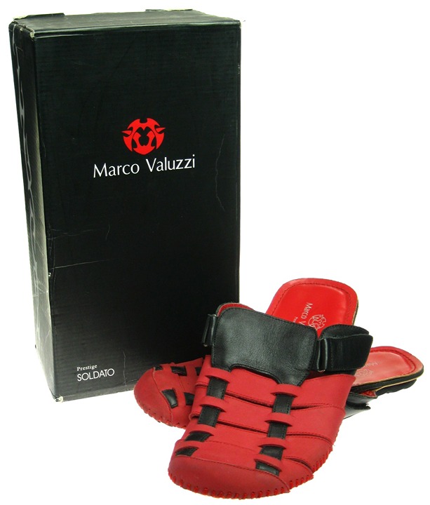 Rare Marco Valuzzi Red/Black Leather Sandals Birkenstocks Shoes Mens 8.5 New Box