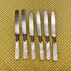Antique Landers Frary Clark Sterling Silver Mother of Pearl knives set