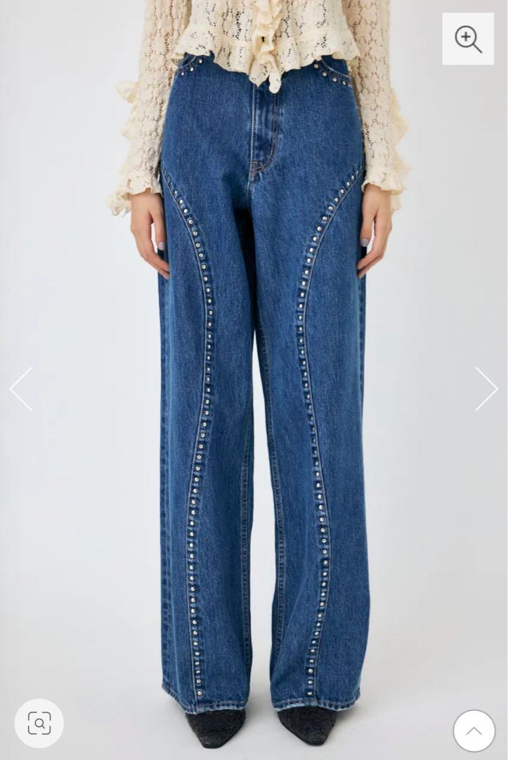 再入荷商品 MOUSSY STUDDED Wide Straight Denim パンツ