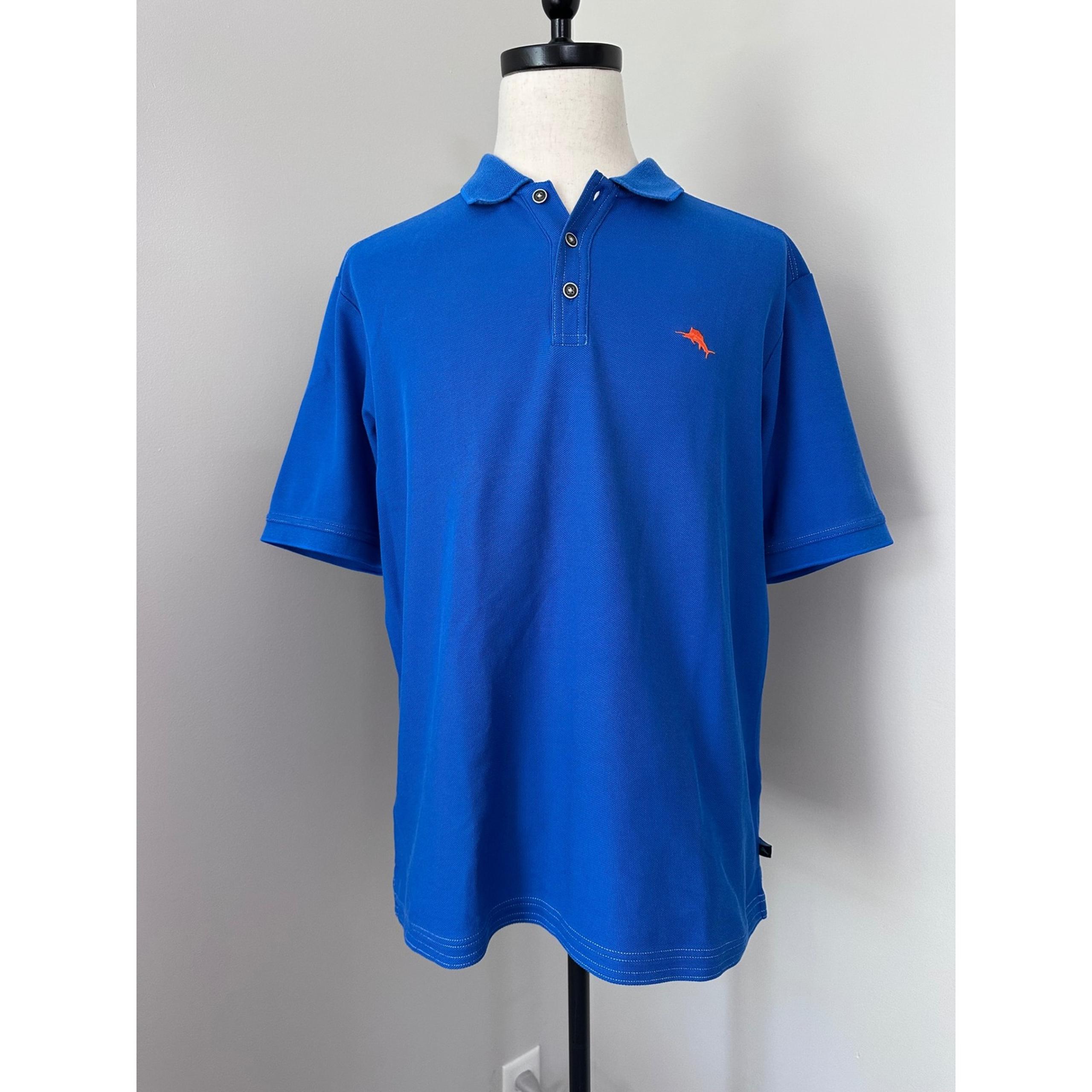Tommy Bahama Polo Shirt Pima Cotton Embroidered Logo Golf Casual Blue L