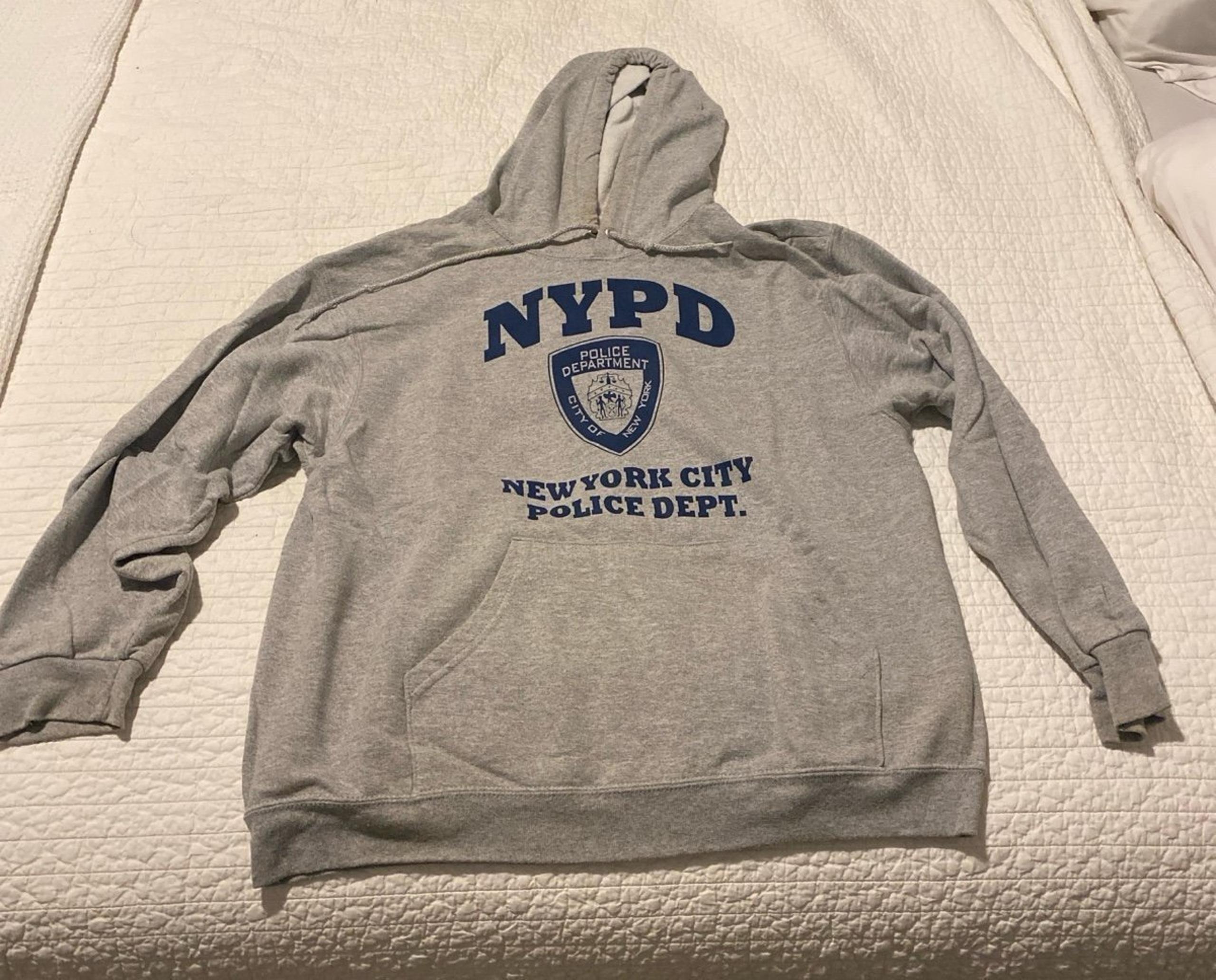 Hoodie NYPD grey with navy blue lettering size L women