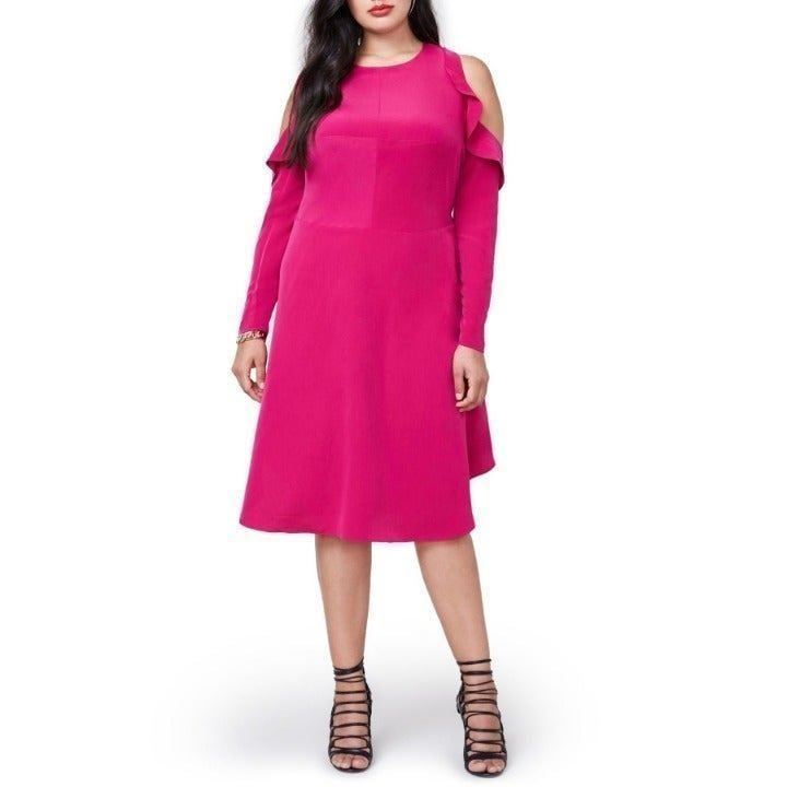 New Size 20W Ruffle Cold Shoulder Dress