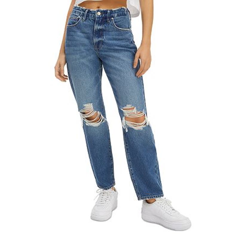 Good American Good Vintage Straight Leg Ripped Distressed Jeans Size 10/30 NWT