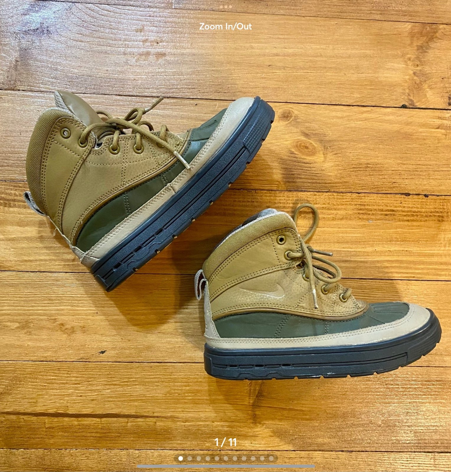 Nike ACG Leather Warm Duck Boots Sherpa Youth 1 Tan Olive
