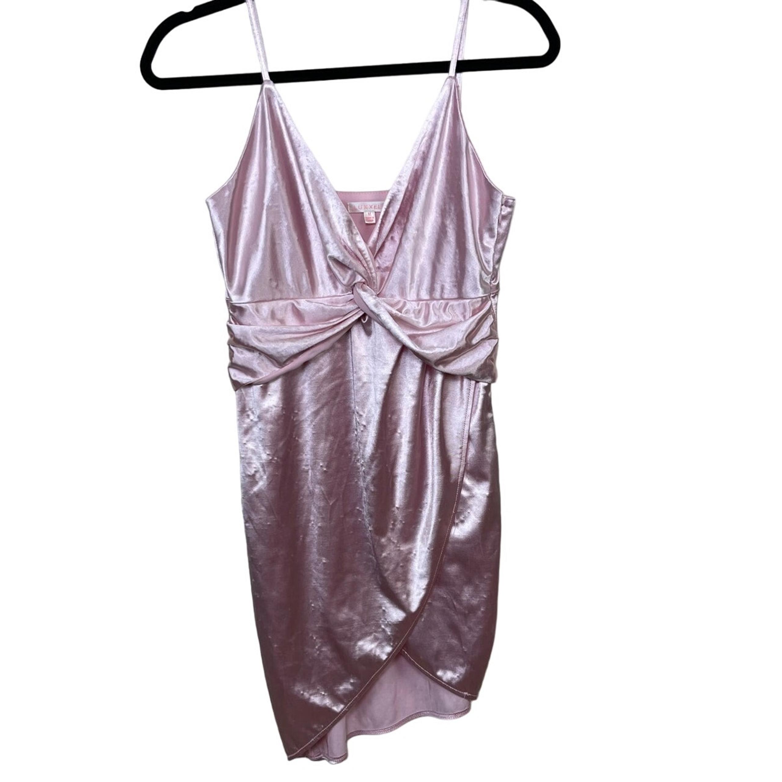 Women's Medium Luxxel Pink Satin Mini Slip Dress