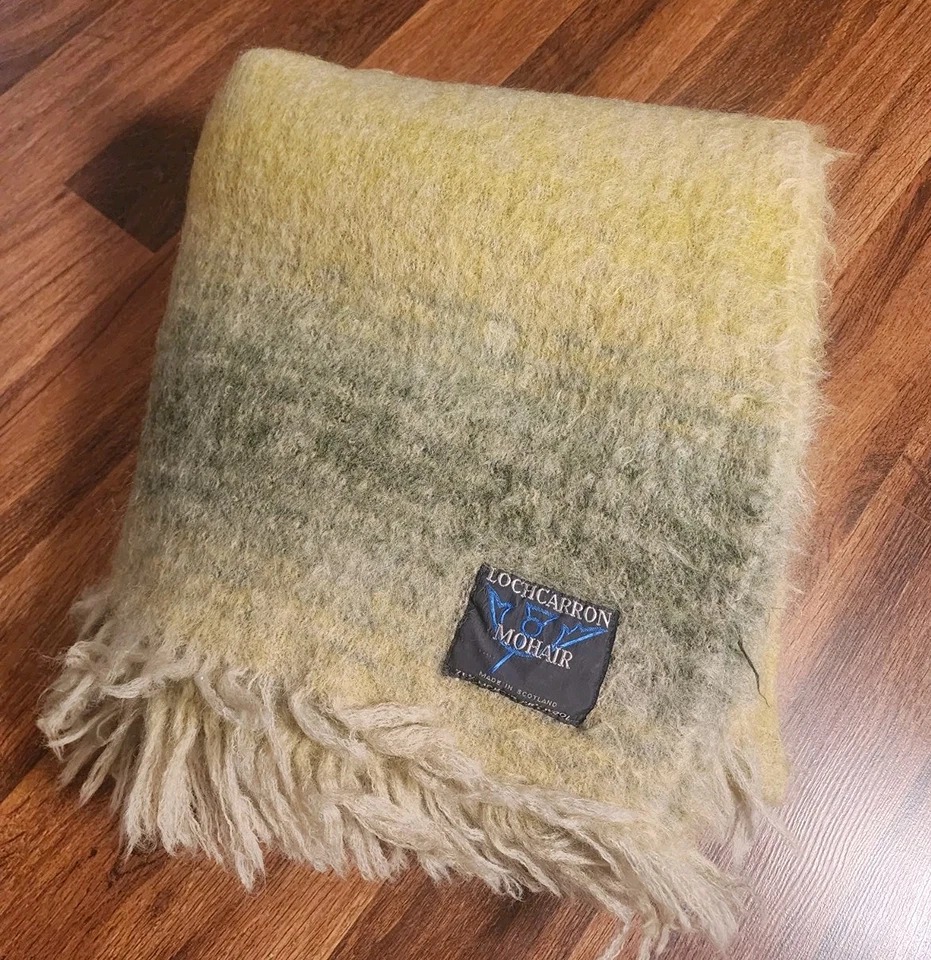 Vintage Lochcarron Mohair Throw Blanket Made In Scotland 57 x 53