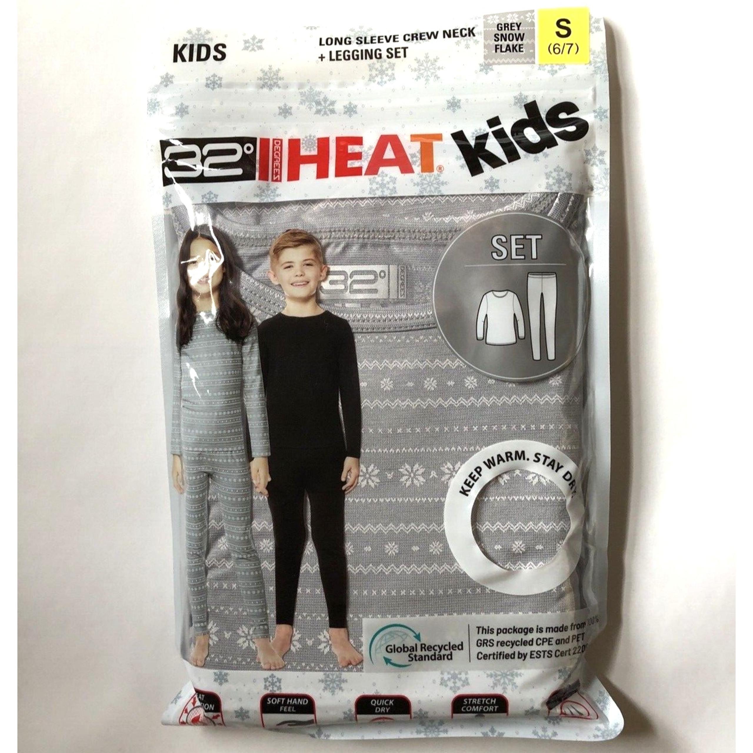 Kids 32 Degrees Heat Long Sleeve Crew Neck + Legging 2-Pack Set Gray Small NEW
