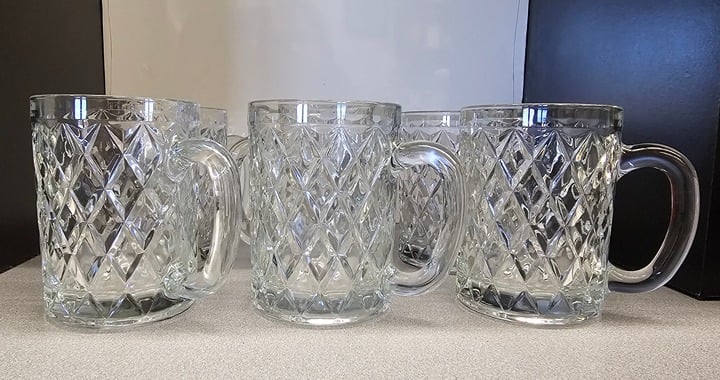 Paul Sebastian Mugs 12 Oz. Diamond Crisscross Crystal France Set of 6