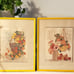 1970s framed signed E.M. May Flowers and Foliage lithograph prints set