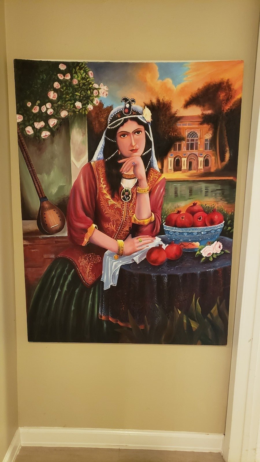 oil painting, persian princess in the garden