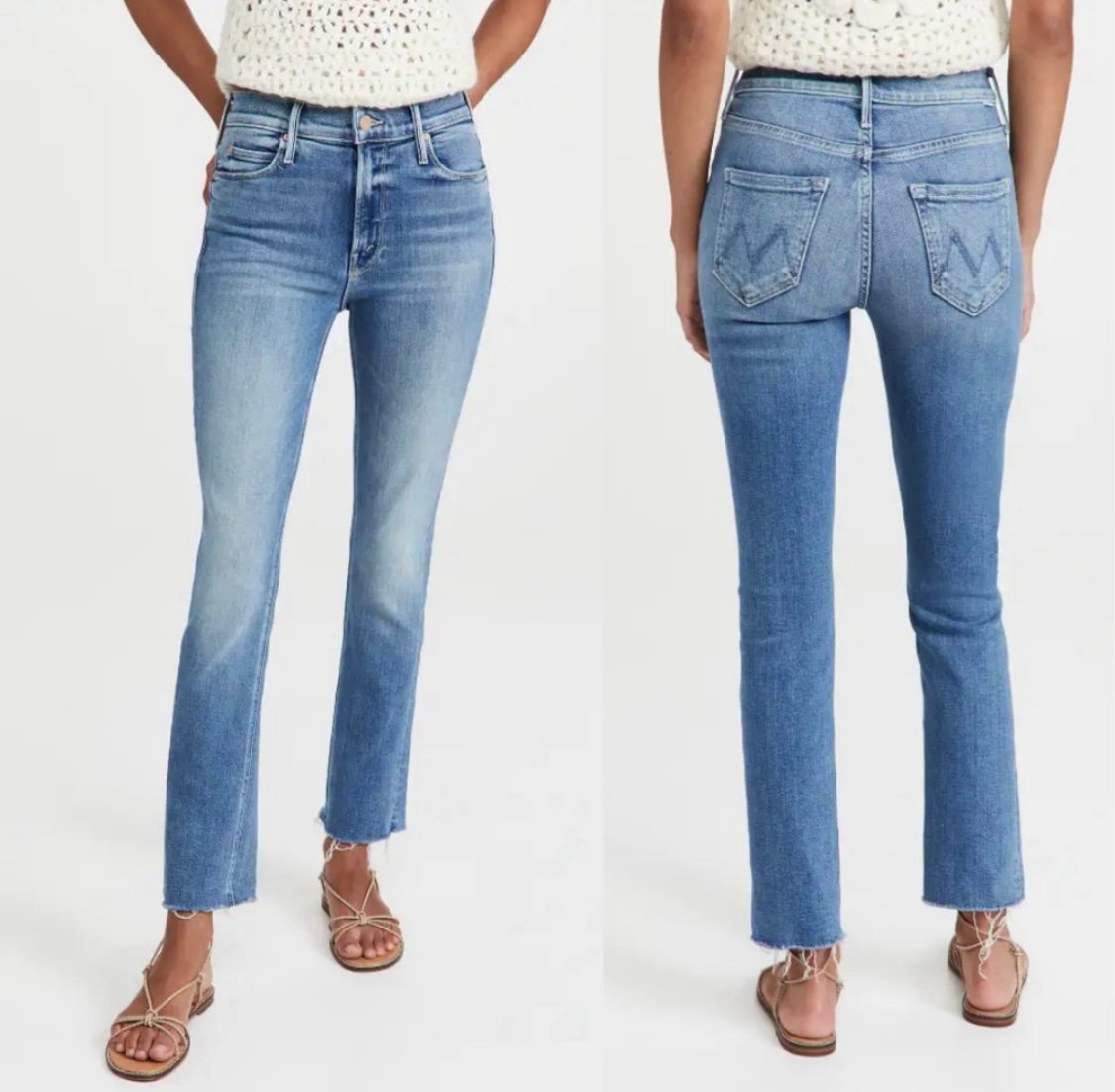 Mother Mid Rise Dazzler Ankle Fray Jeans Size 29