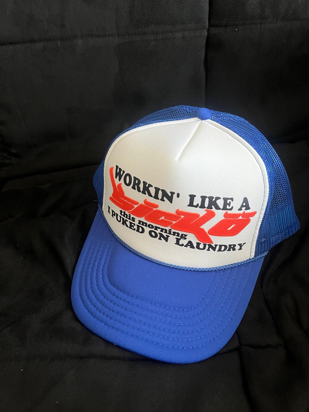 Sicko puked on laundry trucker hat. Has a | Depop