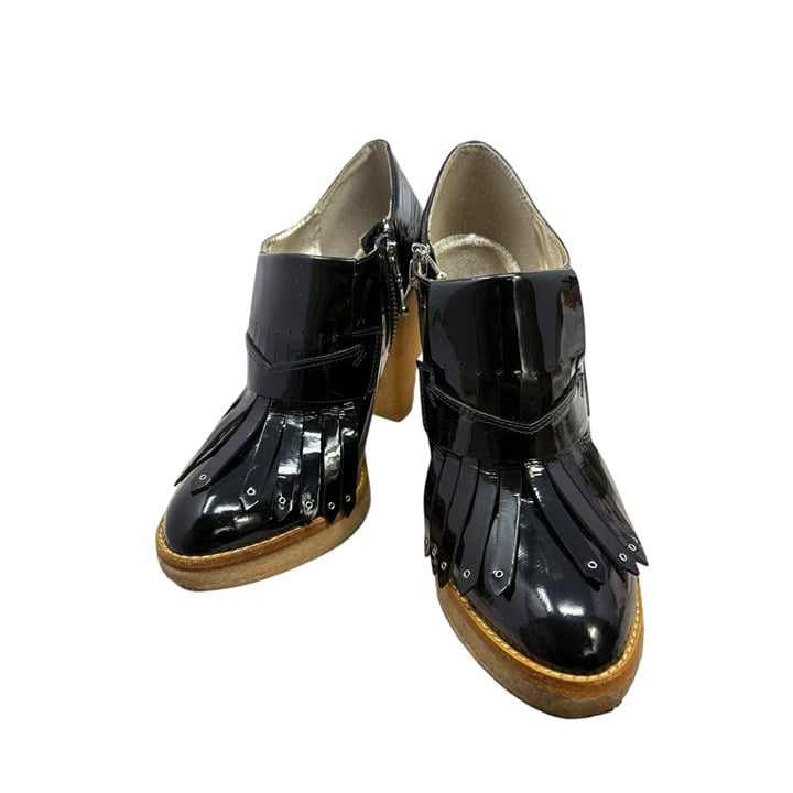 BELLE Sigerson Morrison Sheep Black Patent Leather Kiltie Bootie