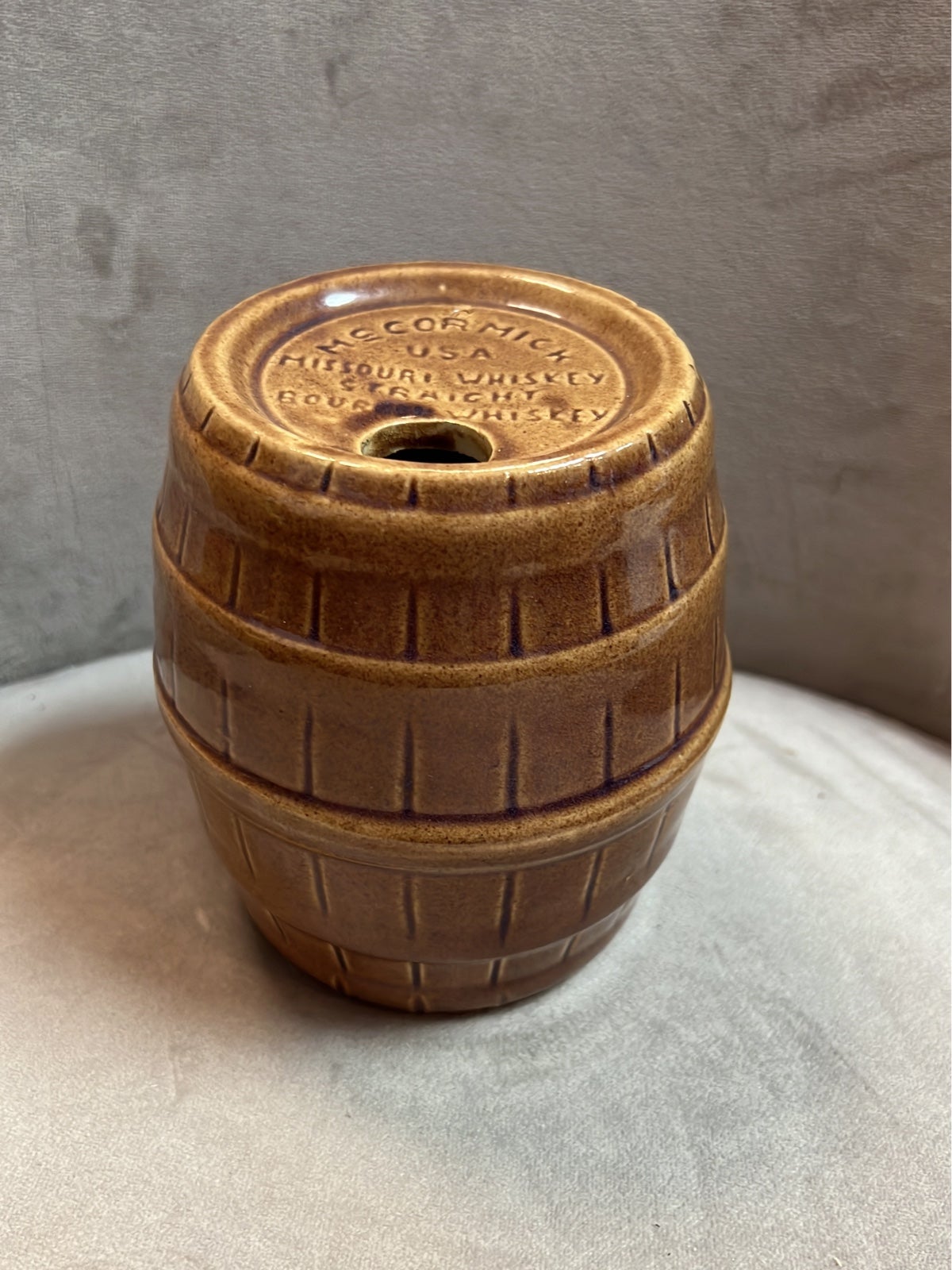 Vintage McCormick EMPTY Missouri Whiskey Decanter Jug Barrel Straight Bourbon