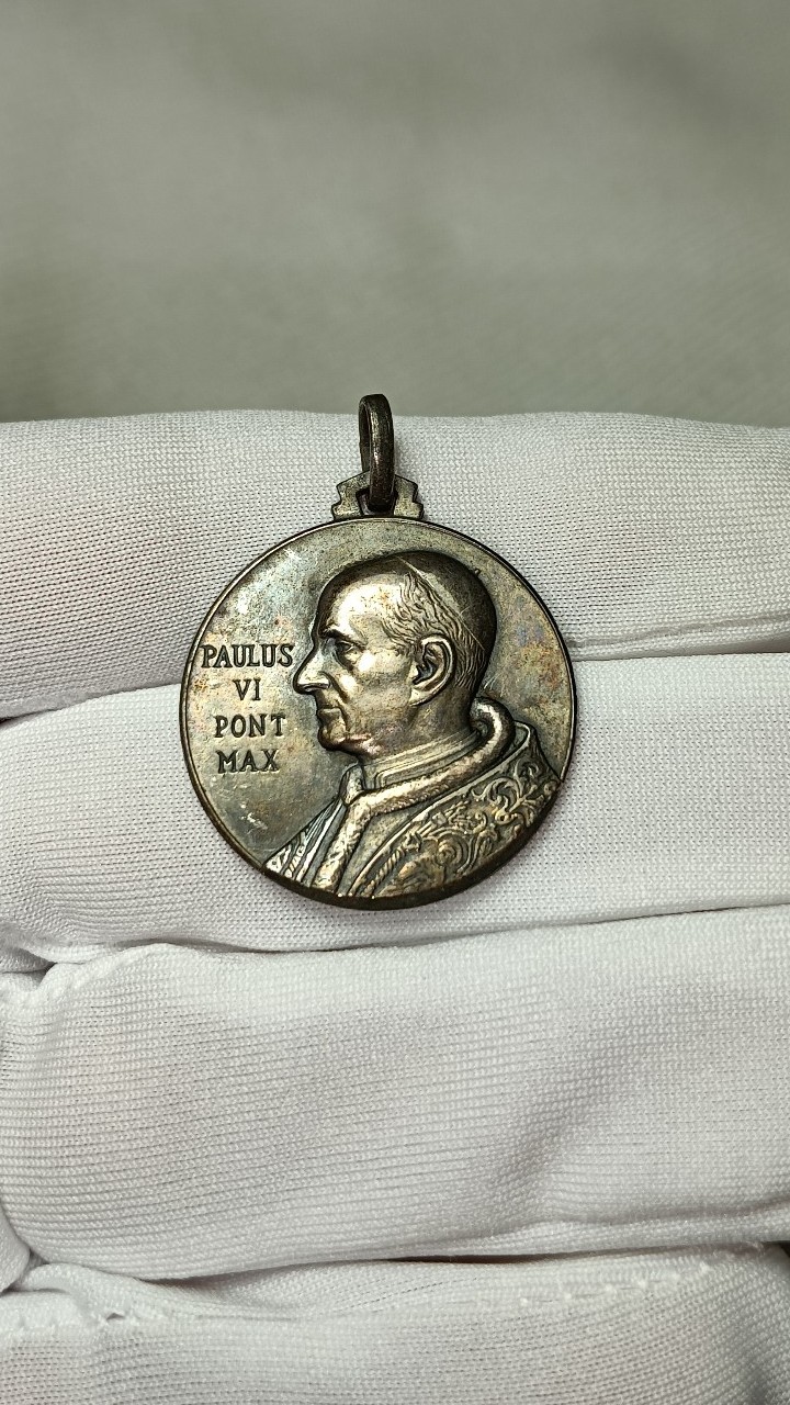 R.Ricci Firenze Coin Silver 800 Paulus VI Pont Max Catholic Medal Pendant