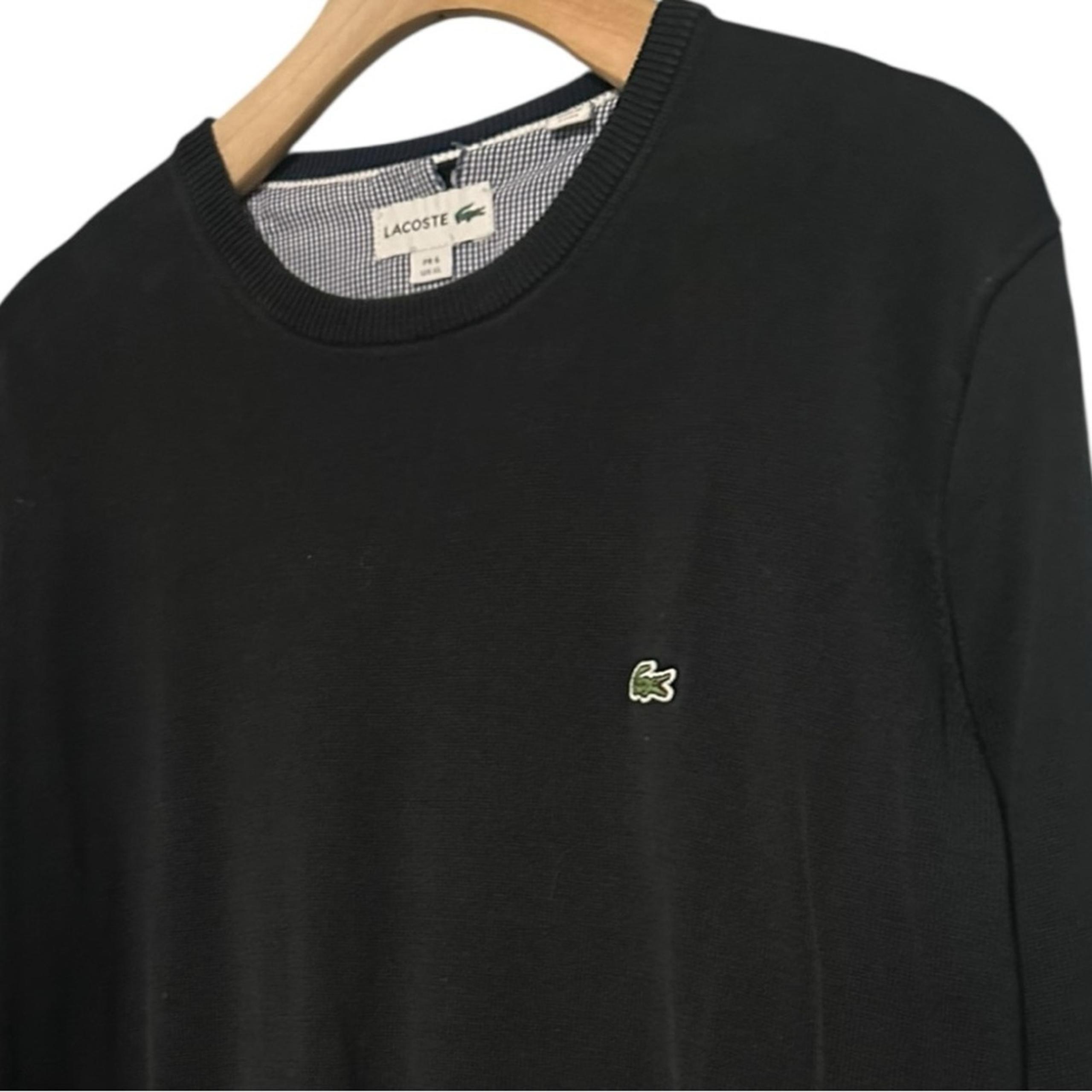 Lacoste Men’s Size XL Black Crewneck Long Sleeve Cotton Knit Pullover Sweater