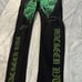 Mackeen Mens Black Flat Front Chrome Green Stud Distress Jeans Pant Size 38 NWT
