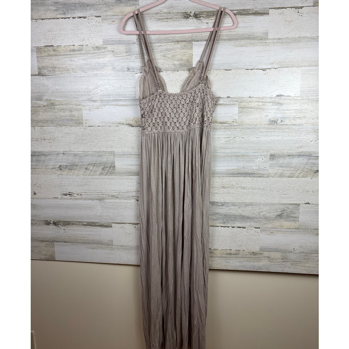 POL womens Small tan maxi dress boho spaghetti strap casual lace new long