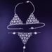 HEART RHINESTONE CRYSTAL BLING CHAIN BODY JEWELRY HARNESS BRA THONG LINGERIE SET