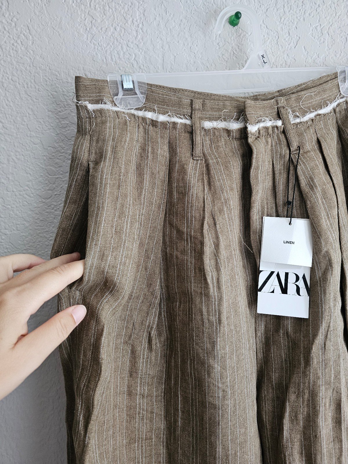 New Zara 98%Linen pleated pants ZW collection