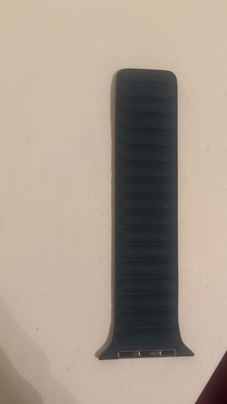 Blue leather Apple Watch strap