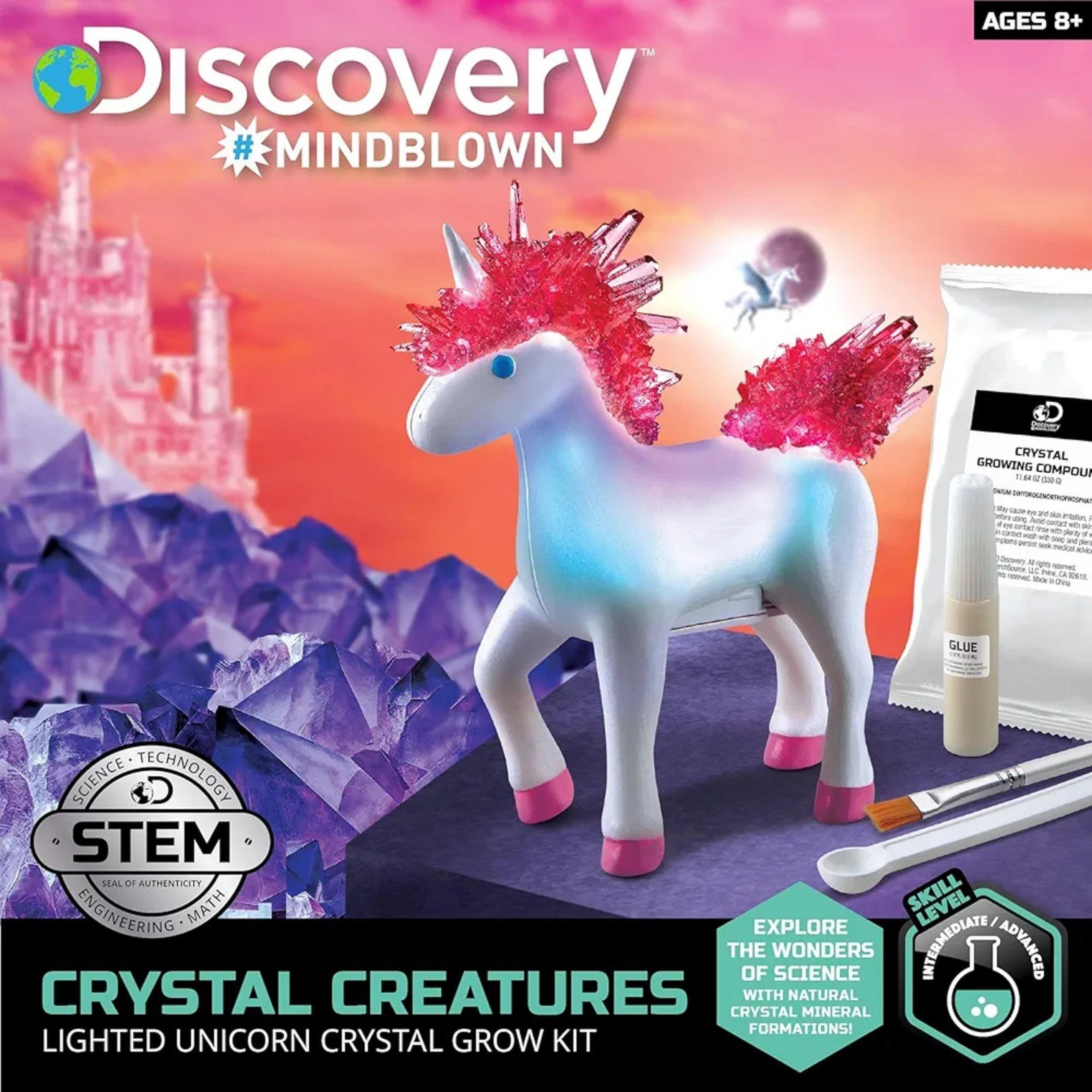 Discovery #MINDBLOWN Crystal Creatures Set, Lighted Unicorn Crystal Grow STEM