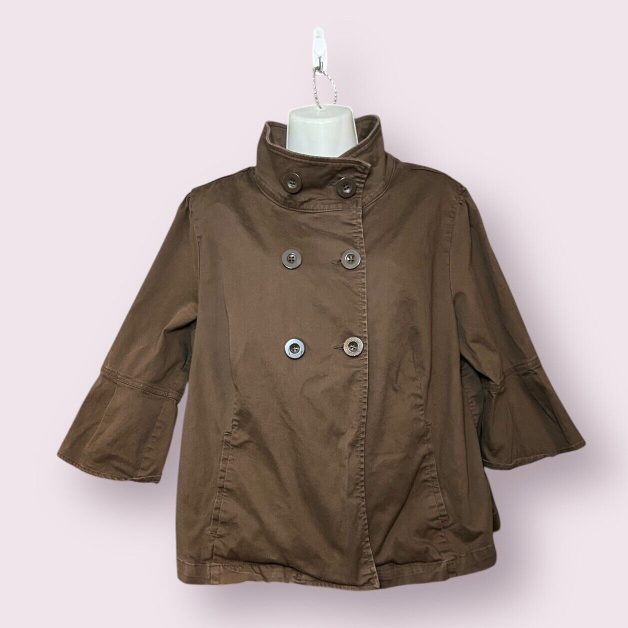 Old Navy Double Breasted Short Bomber Jacket 3/4 Length Sleeves Size XL