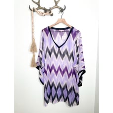 Calypso St Barth Silk Chevron Dress Womens Large Mini Beach Resort Vacation