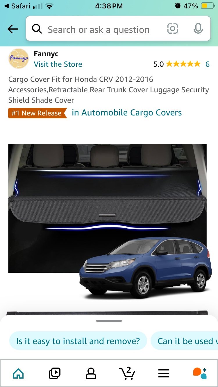 The cargo cover fit for Honda CRV 2012 2013 2014 2015 2016.