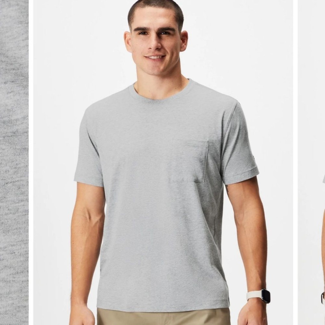 New Fabletics The 24-7 Pocket Tee in Classic Grey Heather