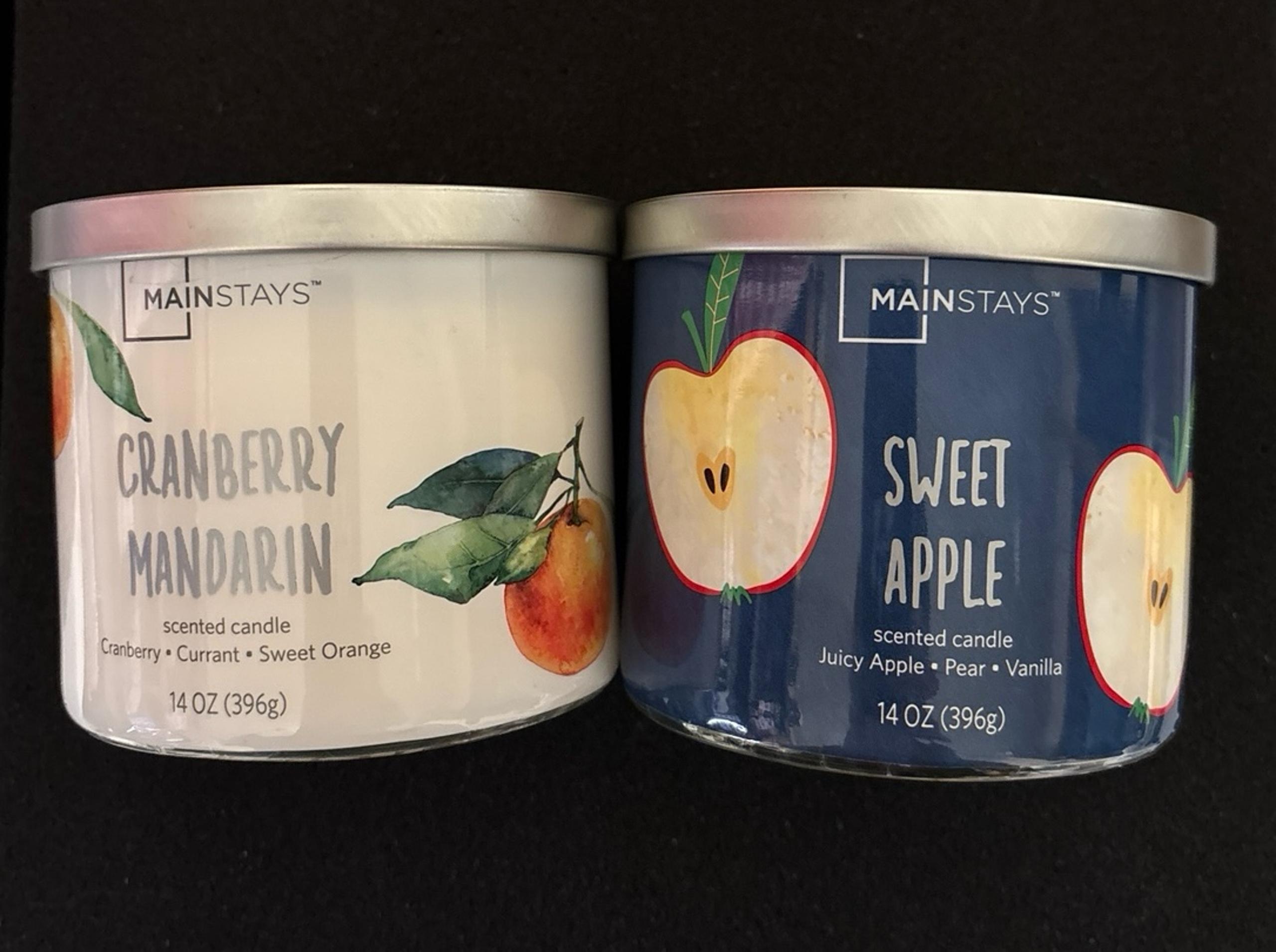 MAINSTAYS SWEET APPLE AND CRANBERRY MANDARIN CANDLE 14oz