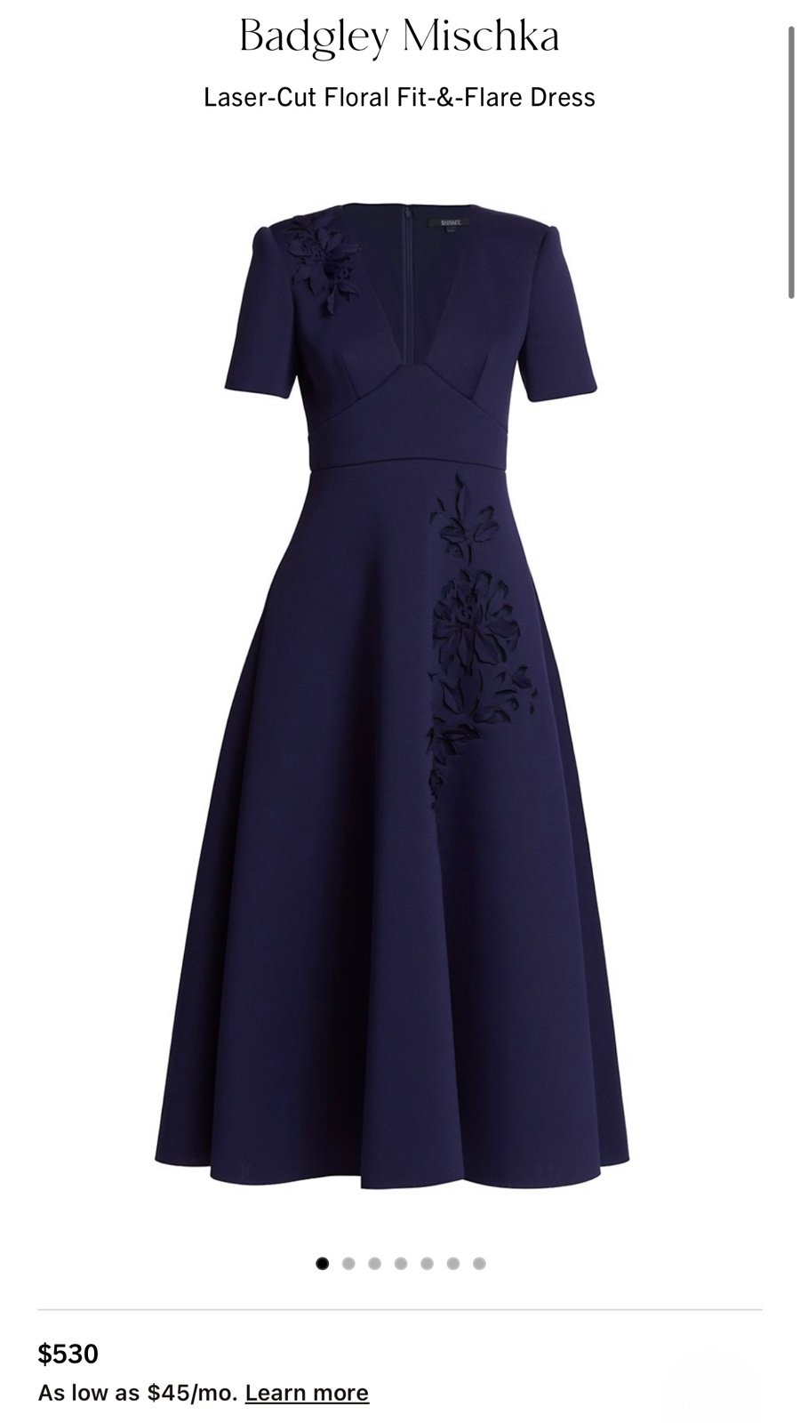 Badgley Mischka Laser-Cut Floral Fit-&-Flare Dress