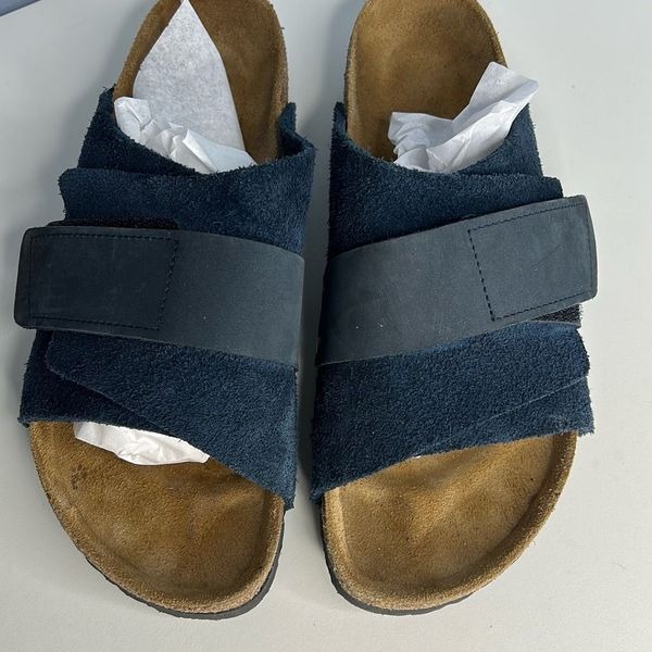 Birkenstock Kyoto Nubuck Leather Sandal Navy Sz 42 Unisex
