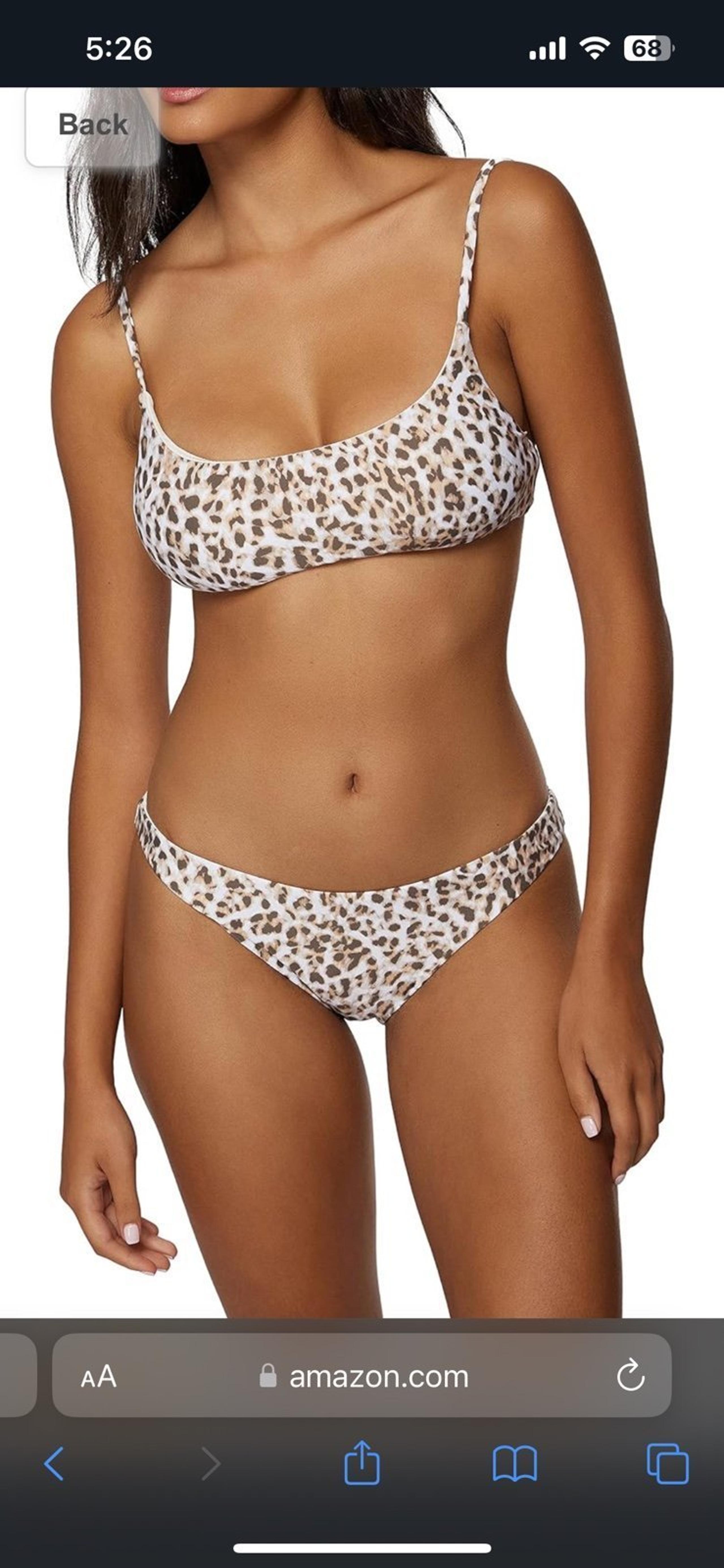 Womens O’Neill Surfside Leo Bralette Bikini Top & Bottom size Med animal print