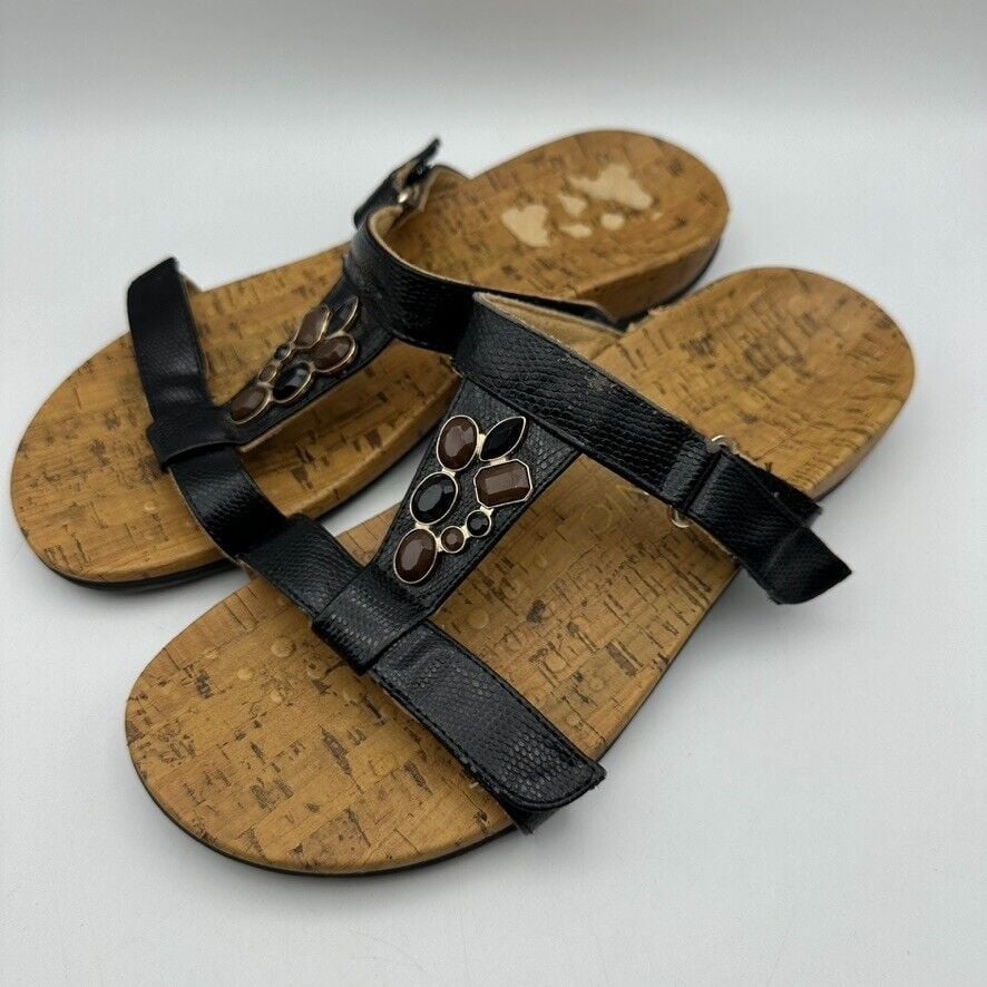 Vionic Viviana Women's Size 9 Sandals Black Brown Comfort Slip On READ