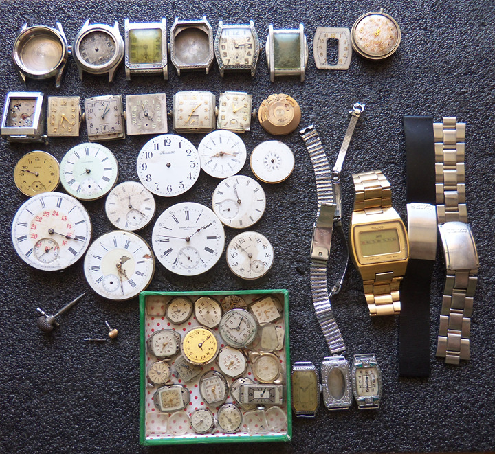 Antique 2 Vintage Watches Parts Pocket Men Women