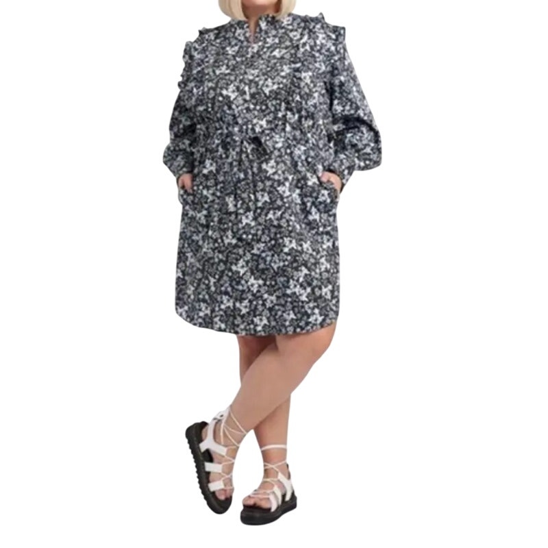 ERDEM x Universal Standard Primrose Ruffle Shirtdress in Chambray Bud, Size XS