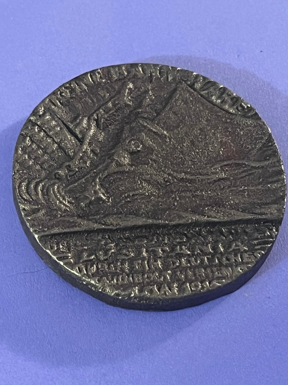 German WWI Propaganda Coin “Sinking Of Lusitania” Iron Commemorative Medalian